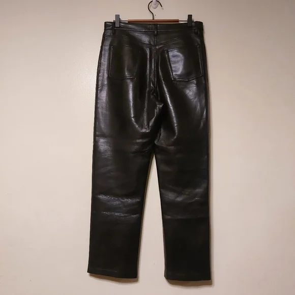 Wilfred Aritzia 'The Melina Pant' Black Vegan Leather High Rise Trousers sz 10